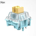 36 Sea Salt Lemon coloured mechanical keyboard switches for hot-swap keyboards.