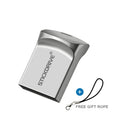 Metal USB flash drive with necklace chain attachment in black or silver finish