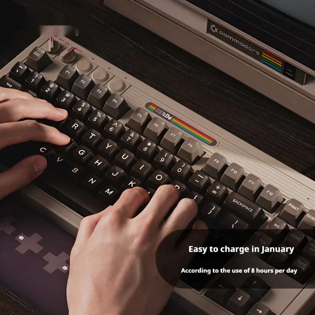 Retro87 C64 wireless Bluetooth mechanical gaming keyboard with Commodore 64 style keycaps