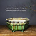 Glazed ceramic drum nail desktop flower pot in emerald green with Zhonglan floral pattern