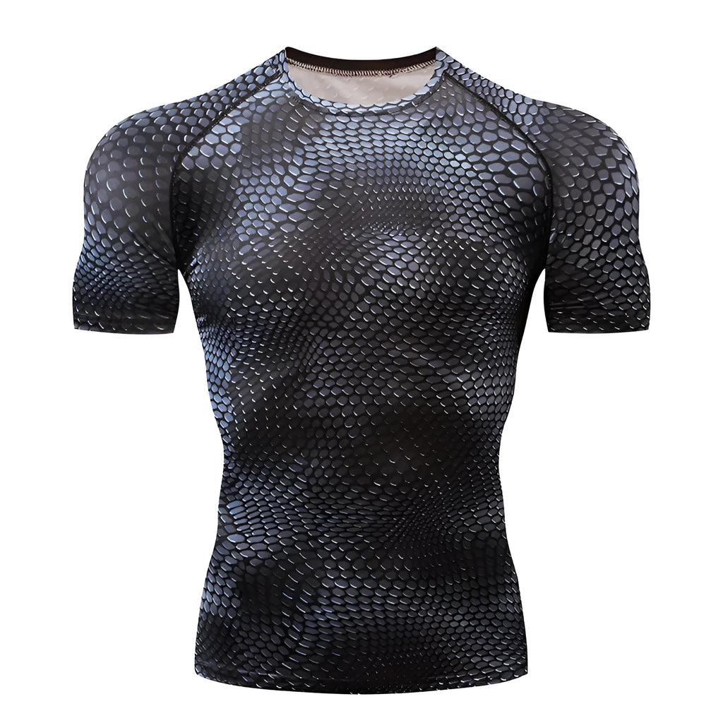 Men's sports running short sleeve compression top in Lycra spandex, slim fit, available in multiple colours