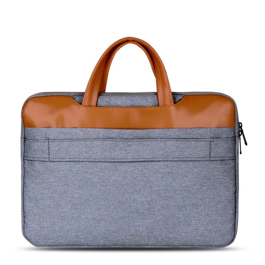 Grey official document liner laptop bag with nylon exterior and zipper closure for 15-inch devices