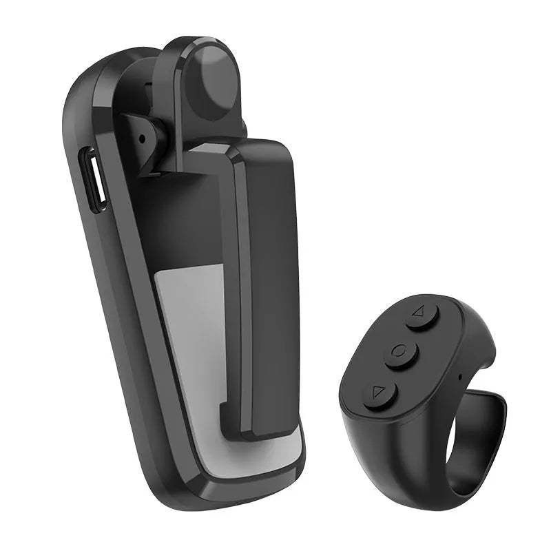 Wireless page turner remote control with clicker attachments in black, white, and pink colours