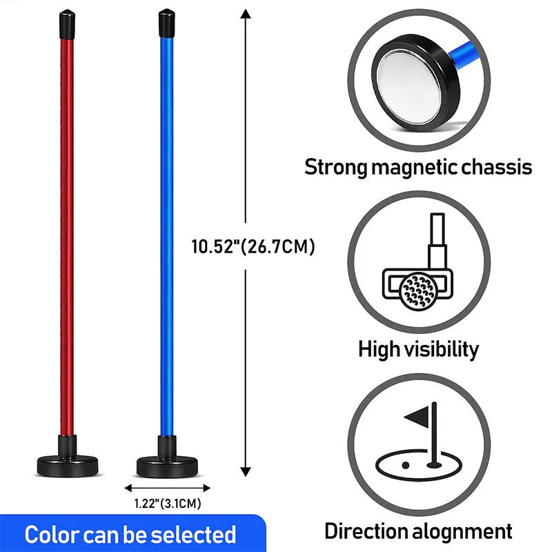 Red and blue aluminium golf swing trainer with magnetic baseball bar alignment tool