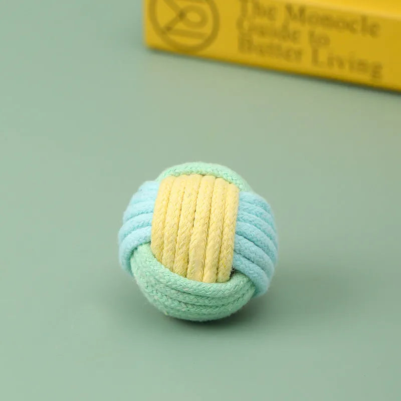 Handmade blue powder, green blue, and pink green cotton plush cat hair ball toy, 5cm in diameter.