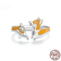 Silver corgi pet ring with cartoon design and electroplated SCR1014-E finish