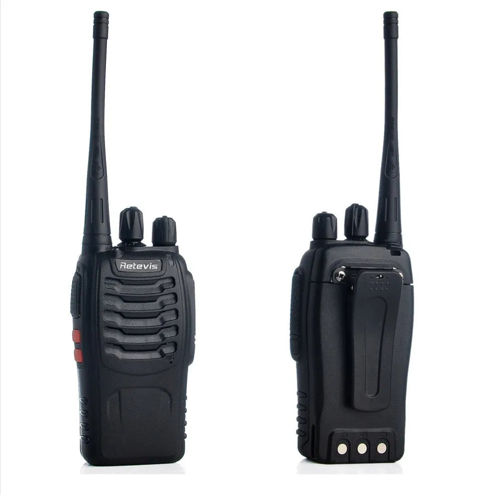 Black civil walkie talkie with antenna, 60x33x115mm dimensions, single band UHF 400-470MHz