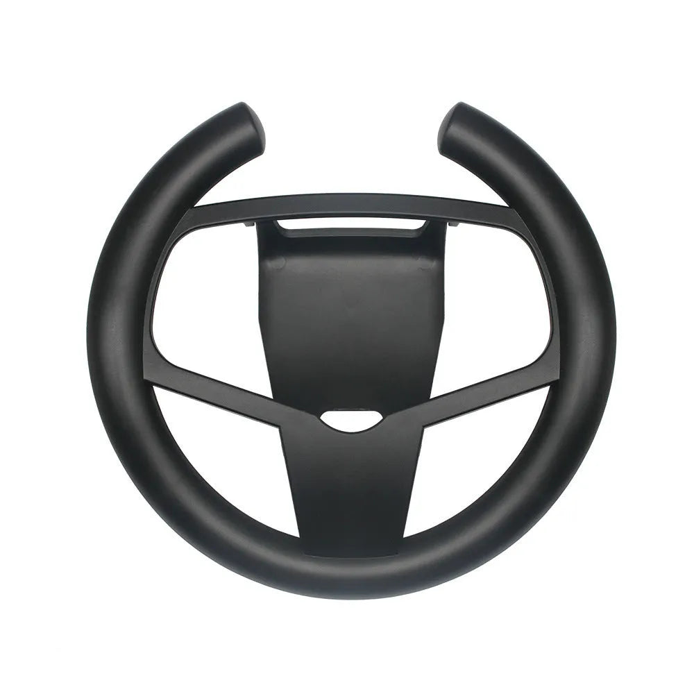 Black ABS plastic steering wheel attachment for a Sony PS5 controller