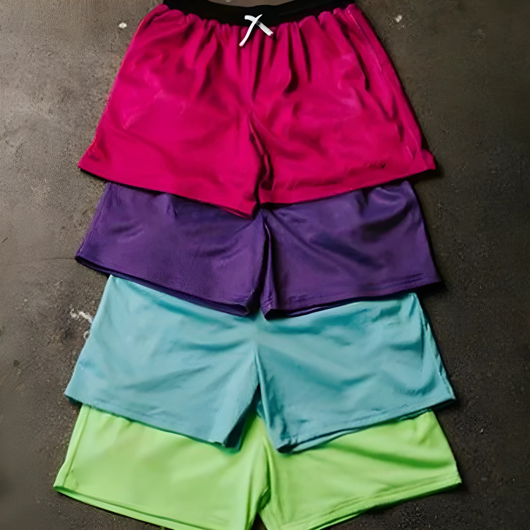 Men's solid colour mesh quick-drying shorts in black, shown flat.