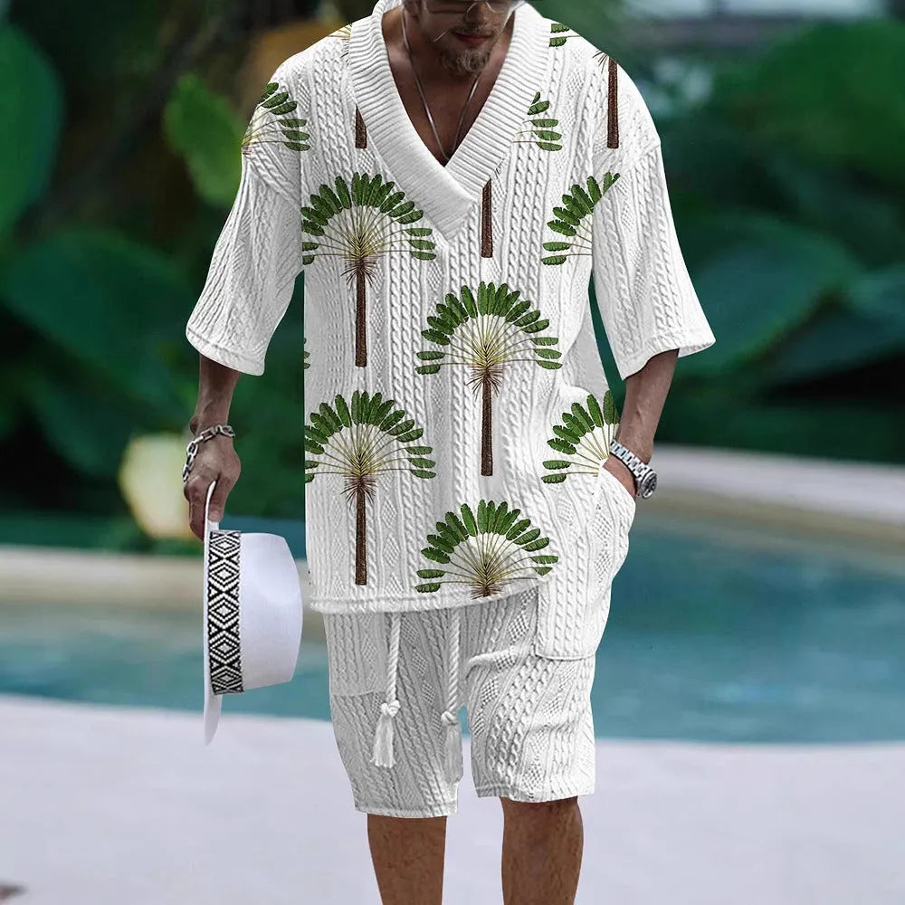 Loose casual short sleeve suit with polyester fabric in various colour options