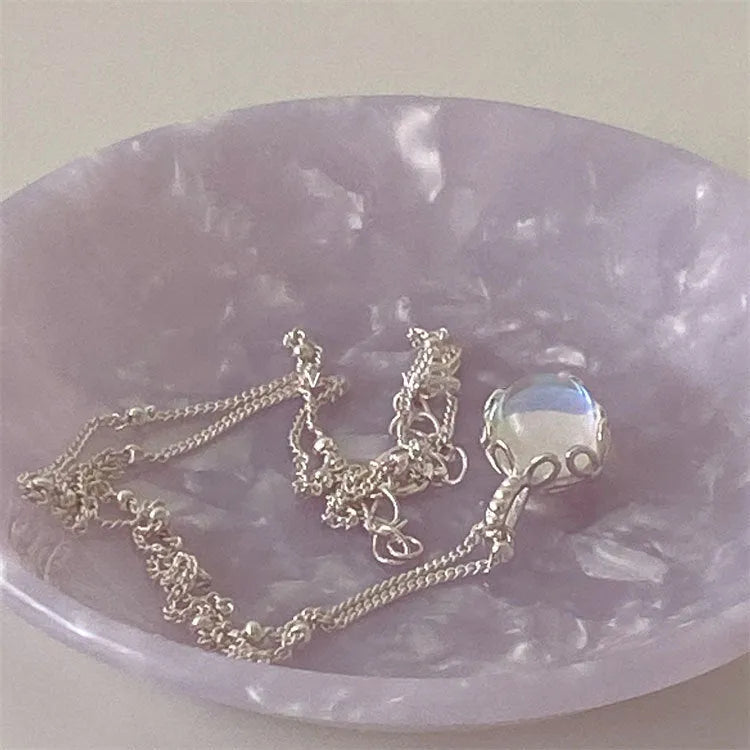 Women's geometric pendant necklace with adjustable silver chain and polished 925 silver finish