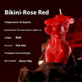 Bikini-shaped soy wax low temperature candle in rose red, spring pink, or lilac purple colour