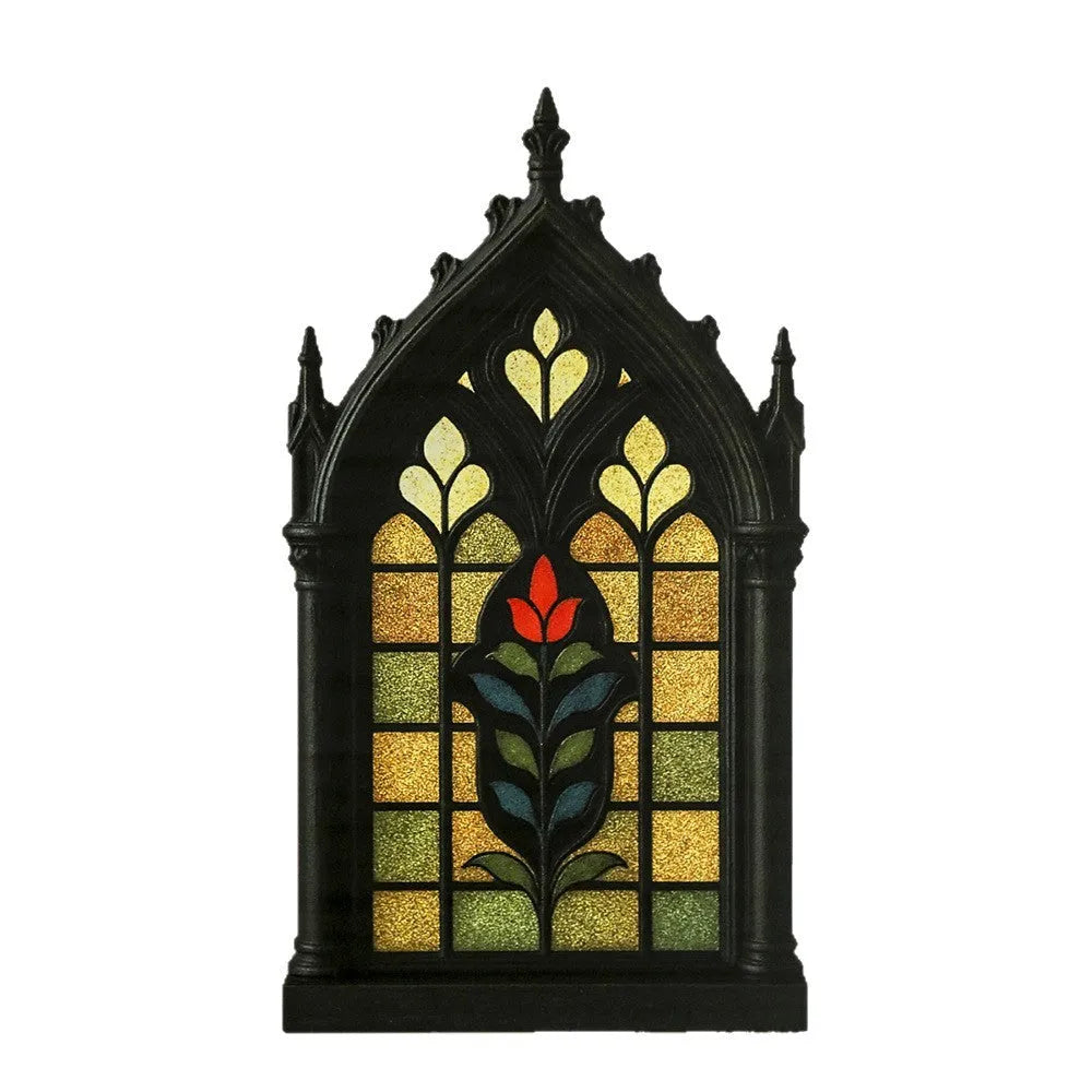 Black wooden Gothic style wall mounted storage rack with pendant shelf design