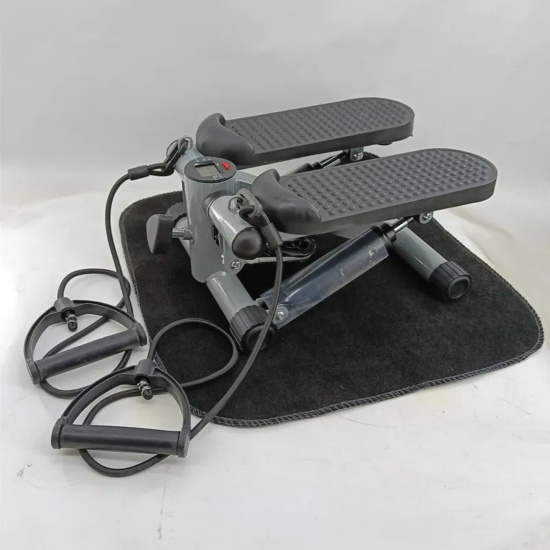 Silver grey hydraulic mini treadmill with pedal machine for home fitness workouts