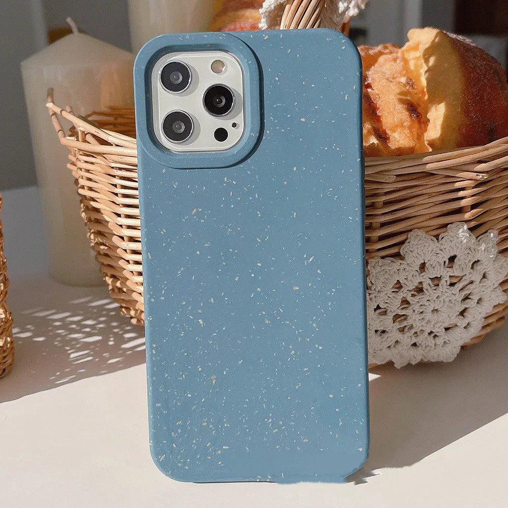 Fully degradable wheat straw composite phone case for Apple iPhone 14 Pro Max in multiple colours.