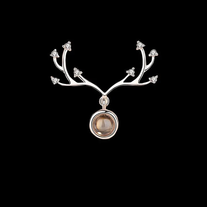 Custom projection letter crystal pendant necklace in rose gold with 925 silver chain and love gift box