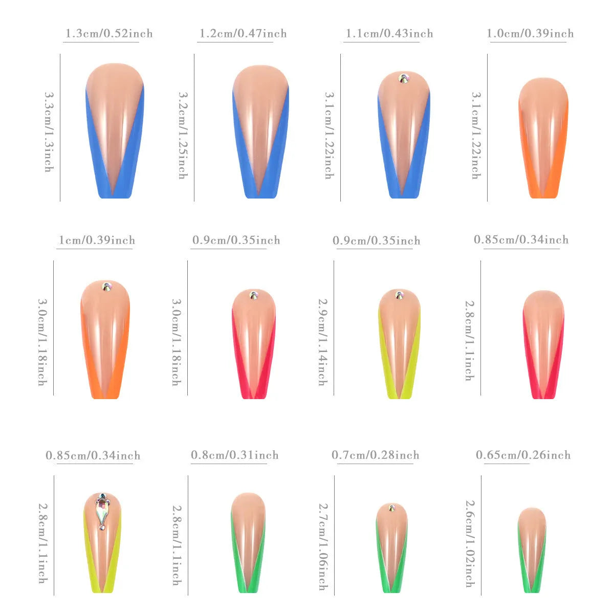 Diamond colour detachable nail tips with cartoon love cross heart design and jelly glue kit