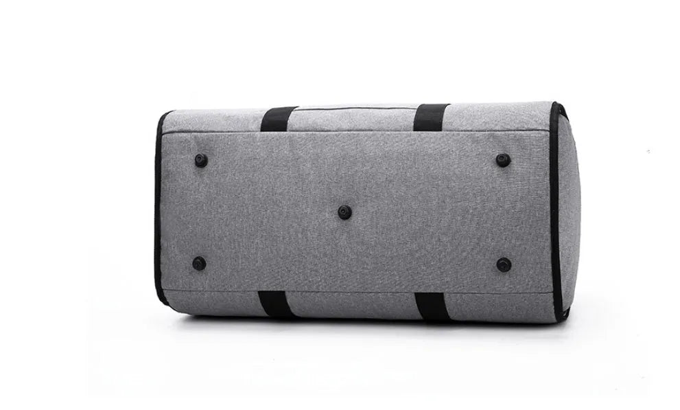 Medium cylinder travel bag in black with waterproof Oxford cloth and zipper pocket
