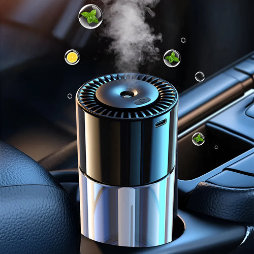 USB plug-in AI intelligent spray perfume humidifier with glass seat in Classic Ocean colour.