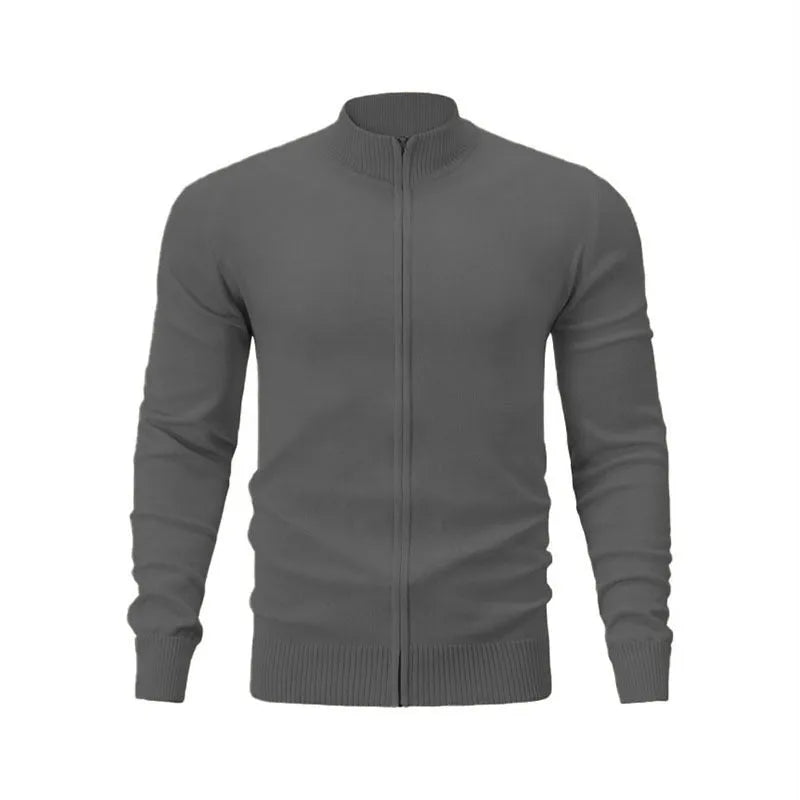 Cotton stand collar zip sports sweater in loose fit Asian sizing