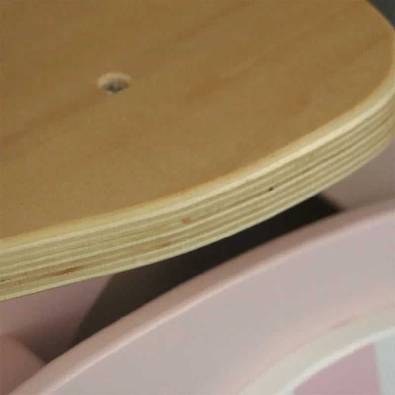 Pink wooden balance scooter for toddlers with 10-inch wheel