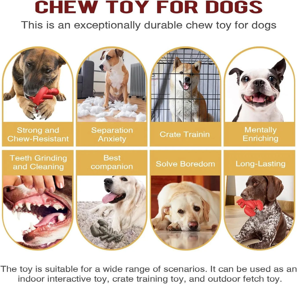 Red bone-shaped nylon chew toy for large aggressive chewing dogs on white background