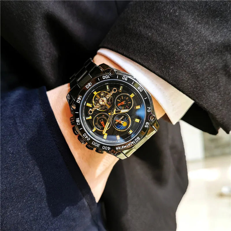 Automatic mechanical men's watch with 12mm thickness in multiple colour case and dial combinations