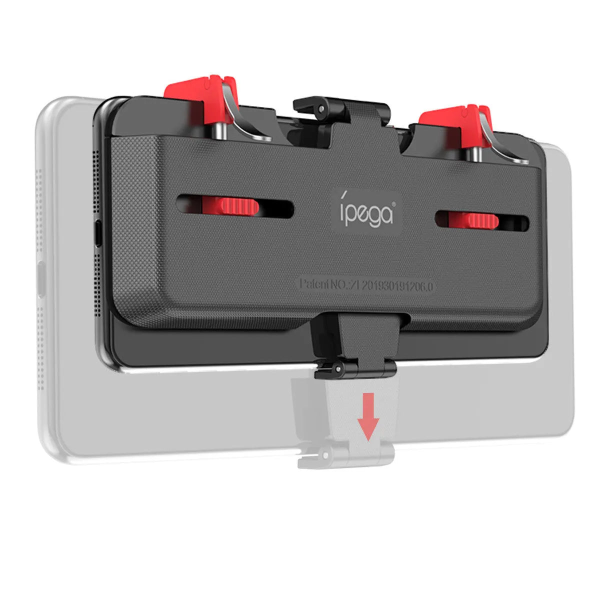 Black PG-9137 phone gaming trigger stand showing adjustable trigger and telescopic phone clip.