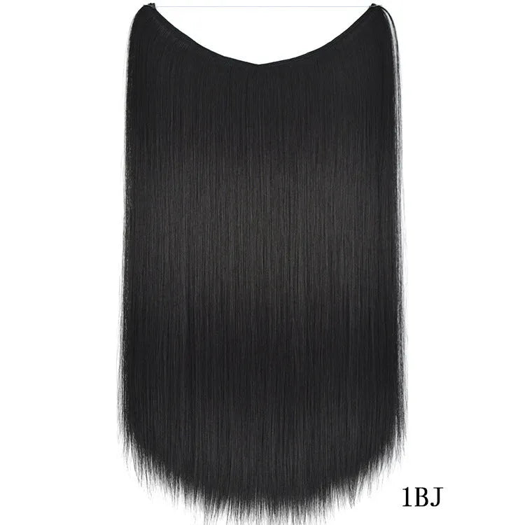 22-inch invisible wire hair extension in silky straight synthetic with no clips for natural volume