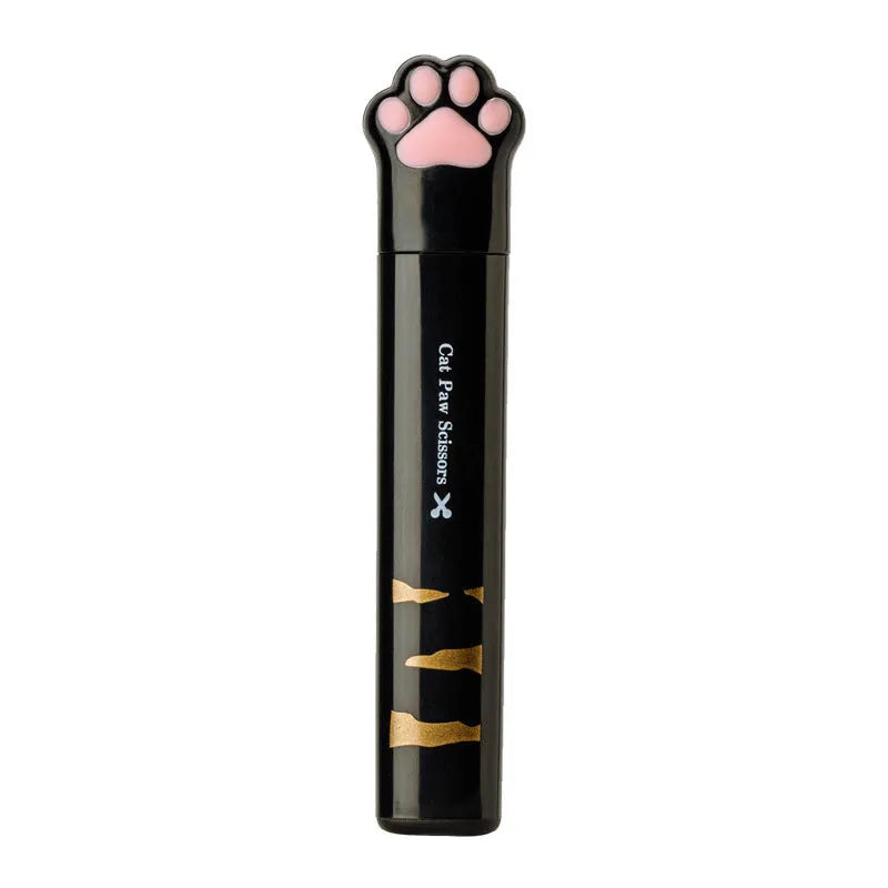 Cat paw mini folding scissors showing stainless steel blades and compact 8.7cm dimensions