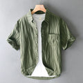 Men's pure cotton short sleeve casual shirt in Japanese fresh style
