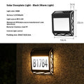 Solar powered waterproof doorplate light for outdoor address numbers with black and silver colour options