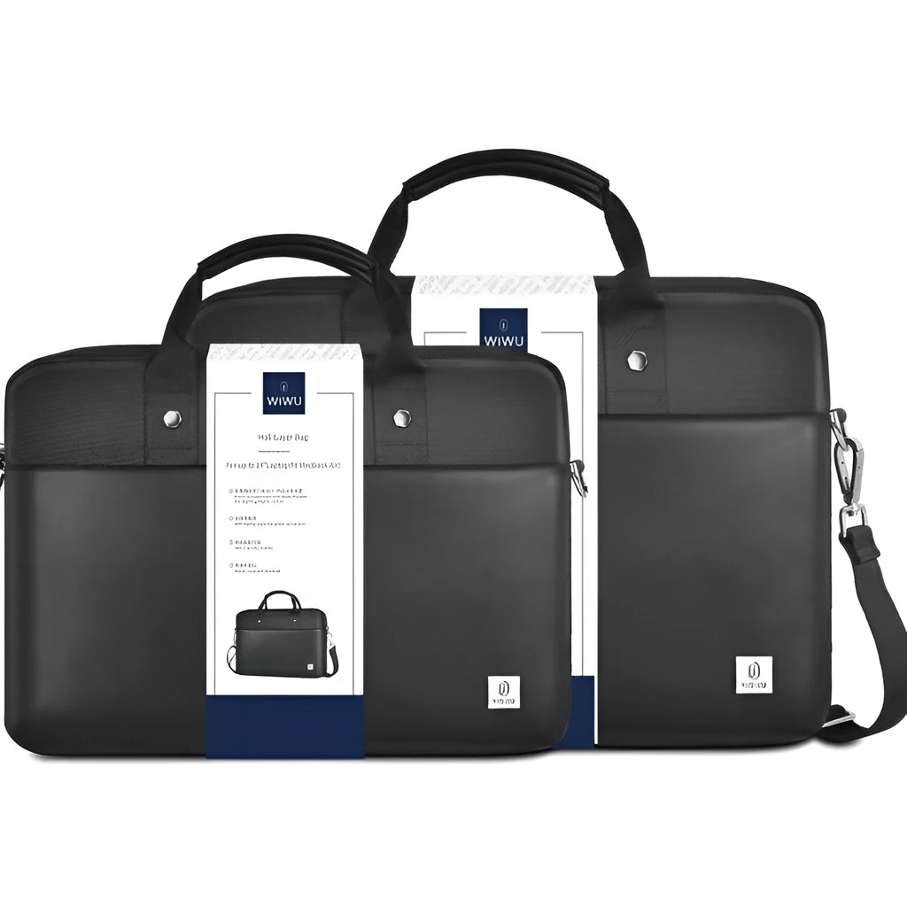 Black Oxford cloth computer handbag with multiple compartments for 14-inch or 15.6-inch laptops and accessories