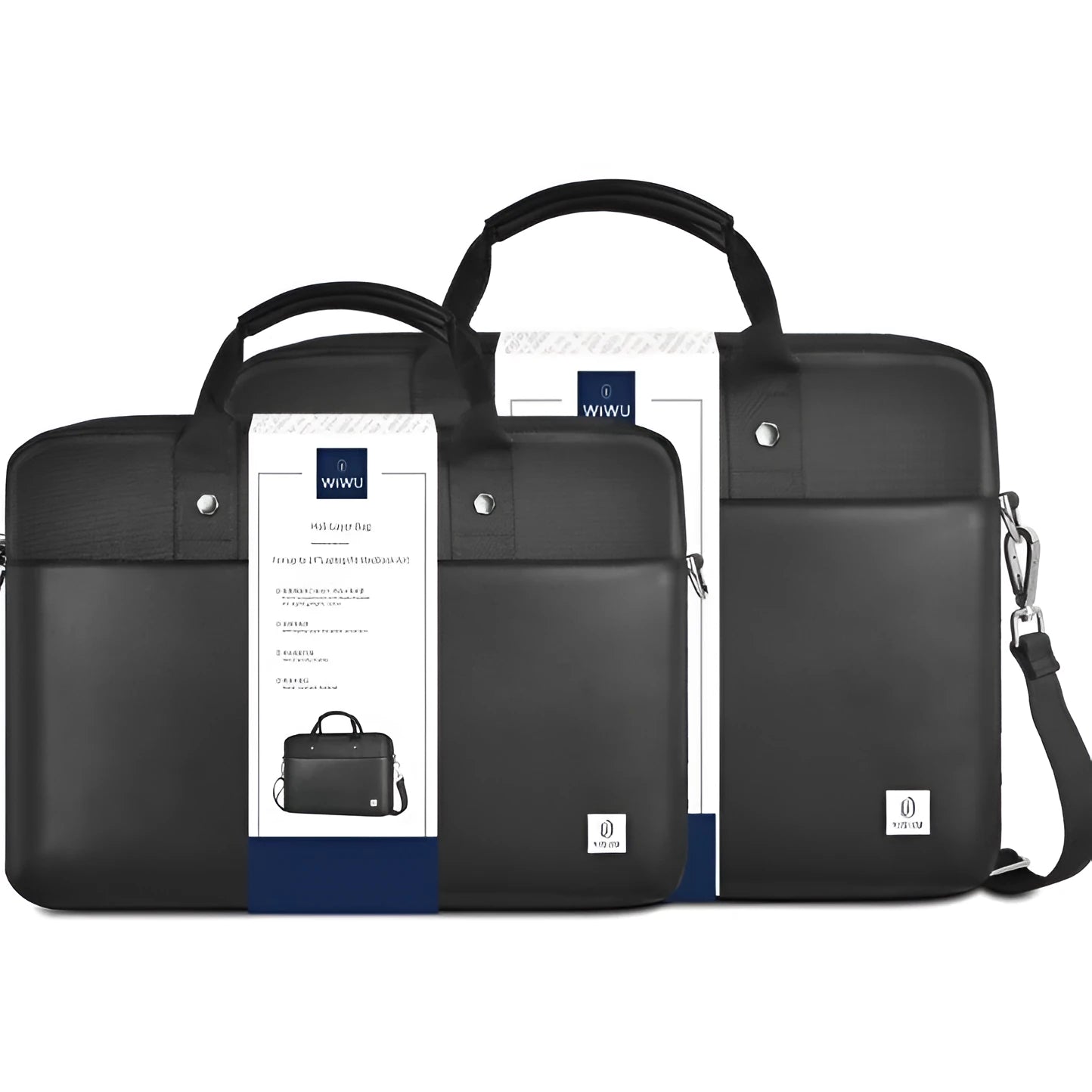 Black Oxford cloth computer handbag with multiple compartments for 14-inch or 15.6-inch laptops and accessories