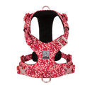 Floral patterned pure cotton dog chest harness with adjustable straps for walking control