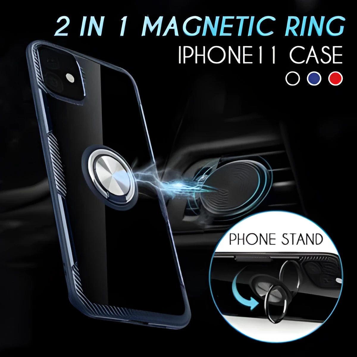 Black PU leather iPhone case for iPhone 11 Pro Max showing button and port access.