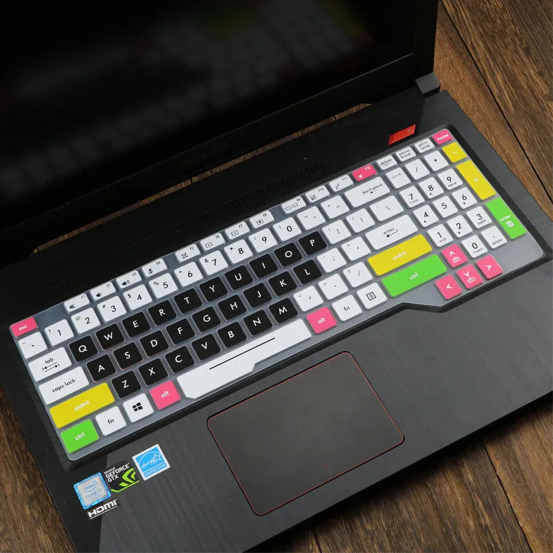 ASUS Flight laptop keyboard protective film cover shown in multiple colour options.