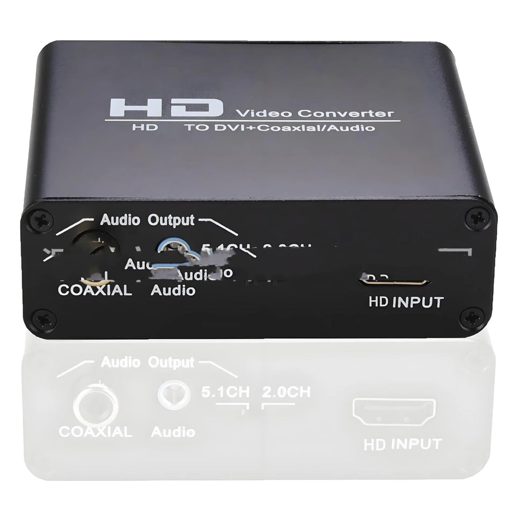 Black HDMI to DVI converter cable with 3.5mm audio output connector for monitor systems