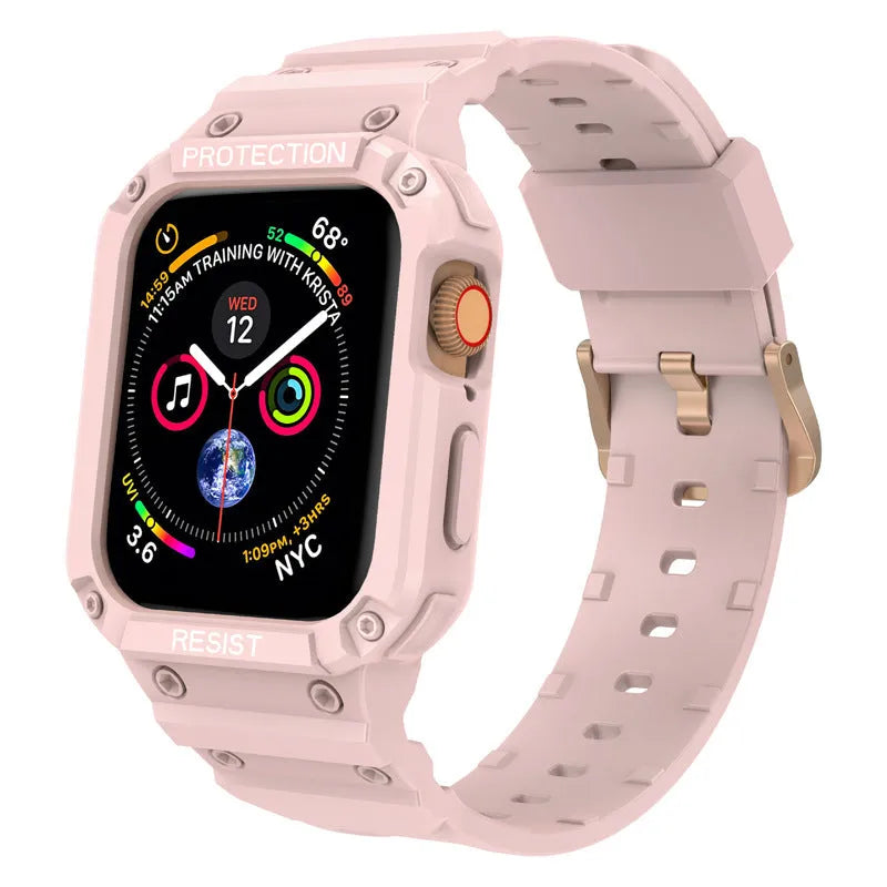 Soft TPU Apple Watch strap in multiple colours showing 38mm and 42mm size options