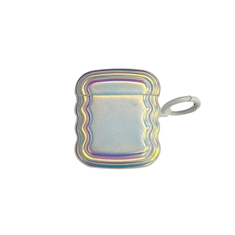 Ins Wind Color Laser Headset Case for AirPods with magic laser ring design on silicone surface