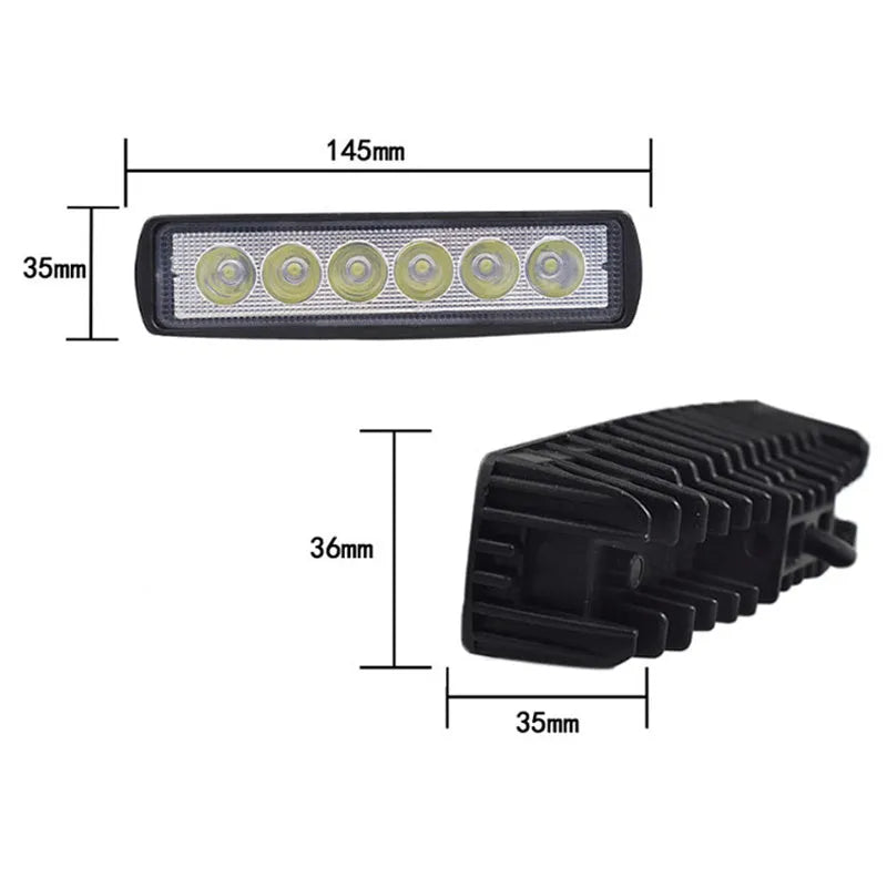 Black automotive auxiliary light with zigzag pattern on face, aluminium housing, and bracket mounting