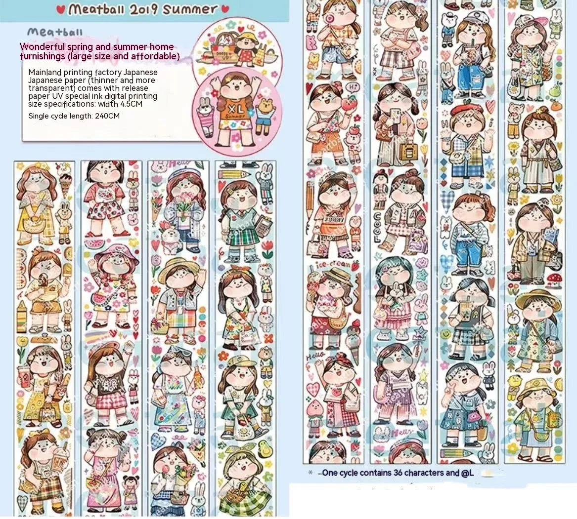 Cartoon character stickers for haemorrhoid tape packaging decoration on Japanese paper