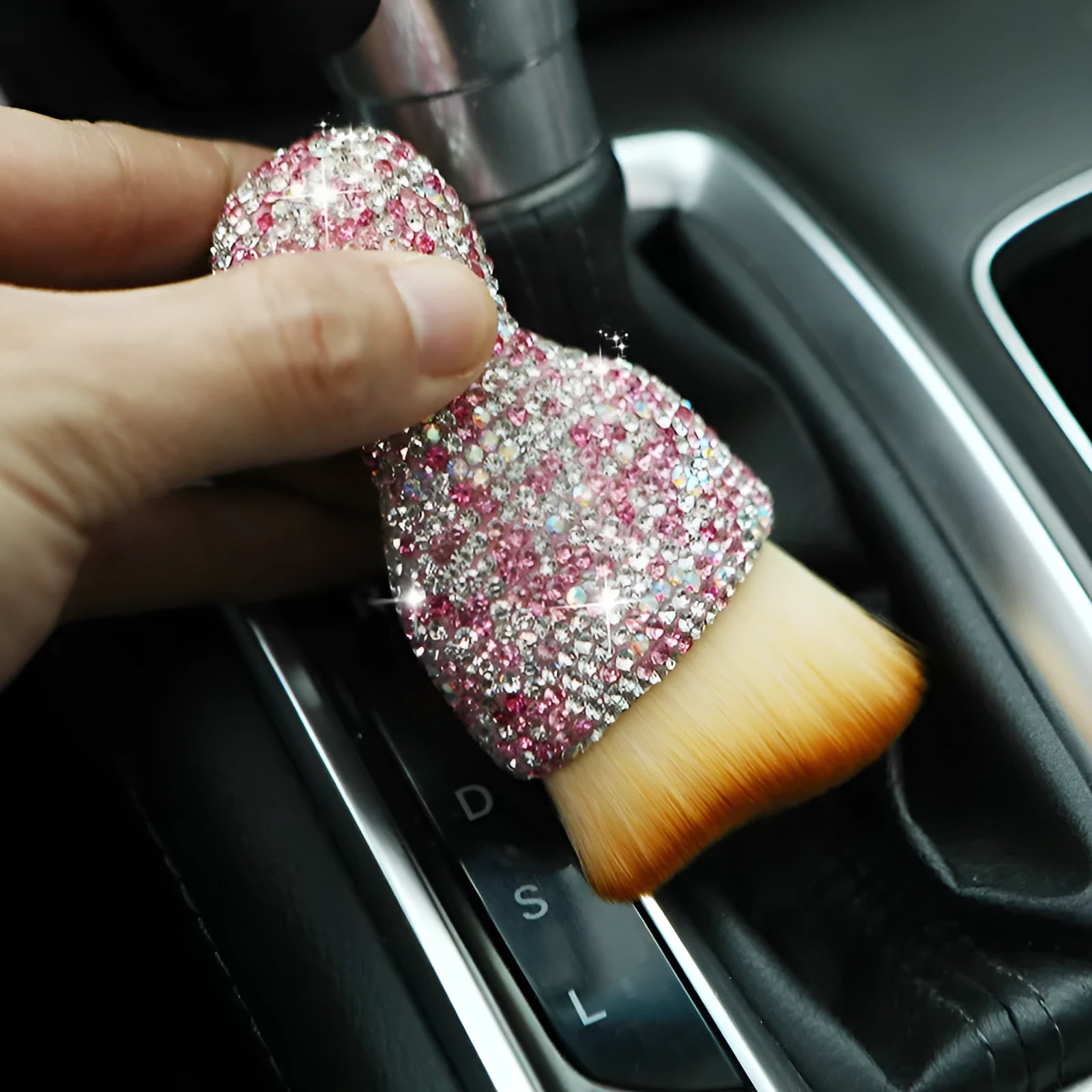 PVC car interior cleaning brush with soft bristles for dashboard and vent dust removal