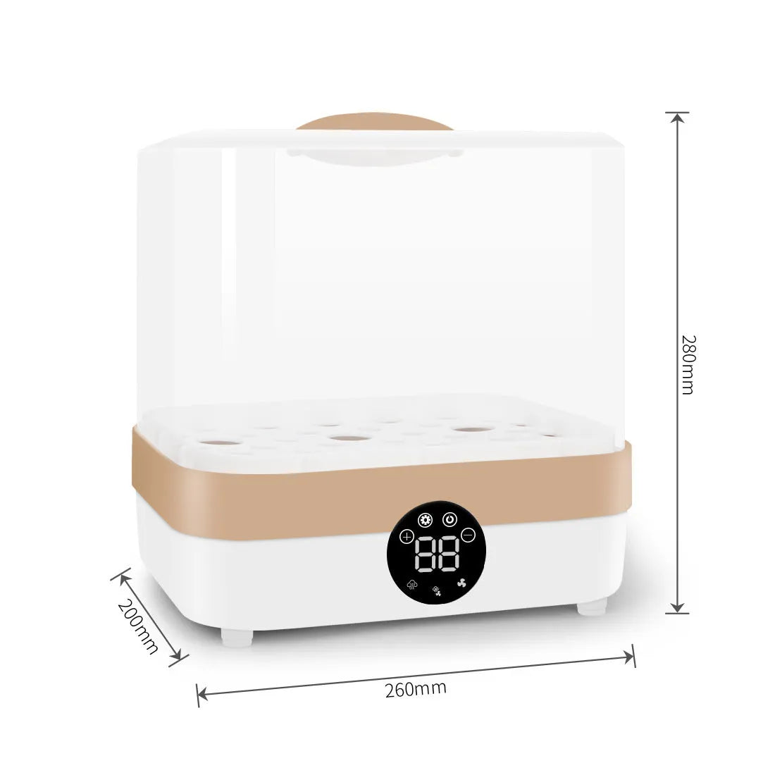 Baby bottle steriliser and dryer with polypropylene housing, 400W power, 10-minute cycle, available in multiple plug types