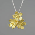 Sterling silver forget-me-not flower pendant with electroplated gold or silver finish