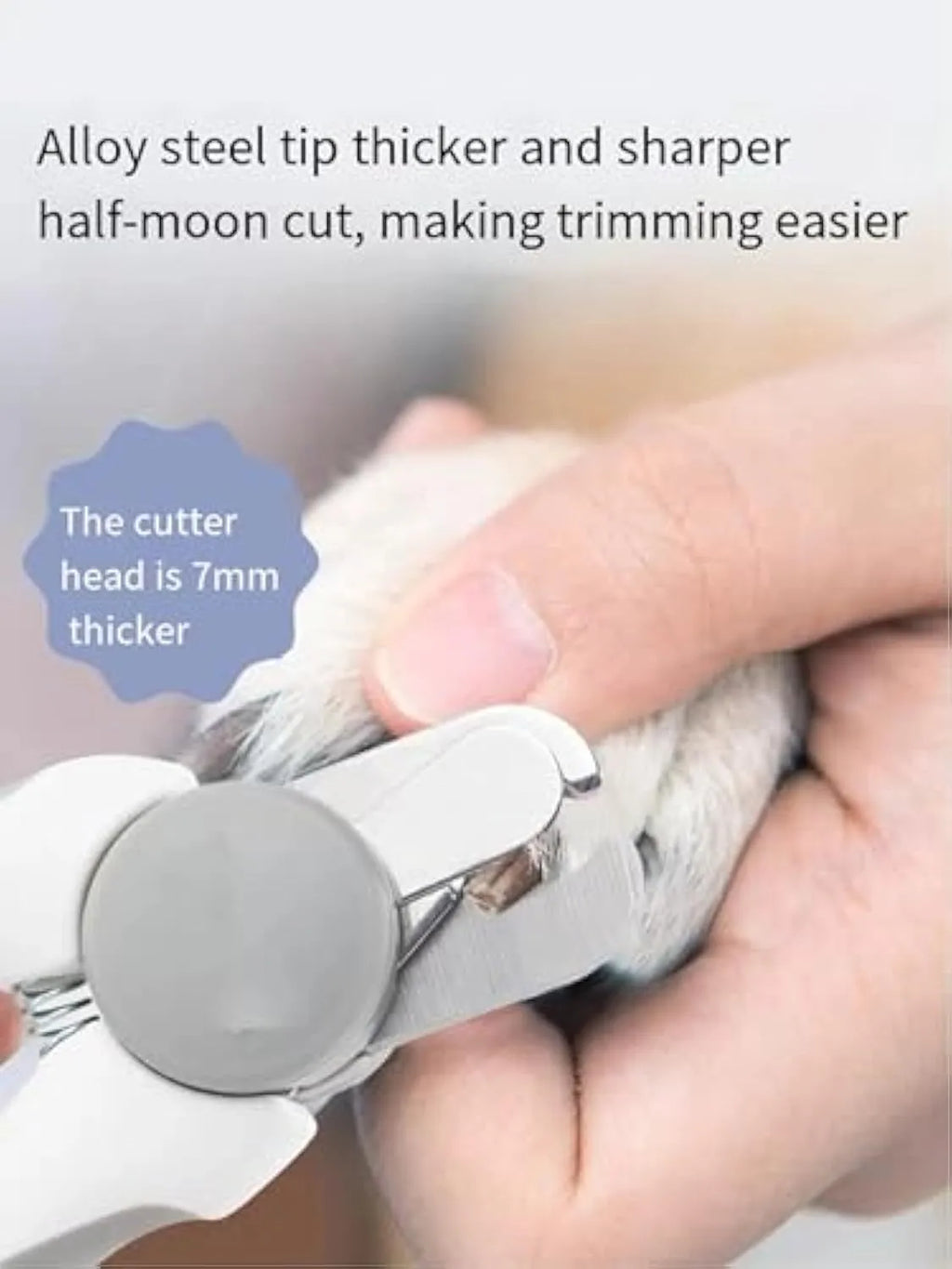 Blue heavy duty dog nail clippers with a safety guard for large breeds and thick nails.