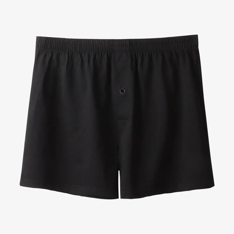 Men's high waist cotton boxer shorts in solid colours with loose fit design