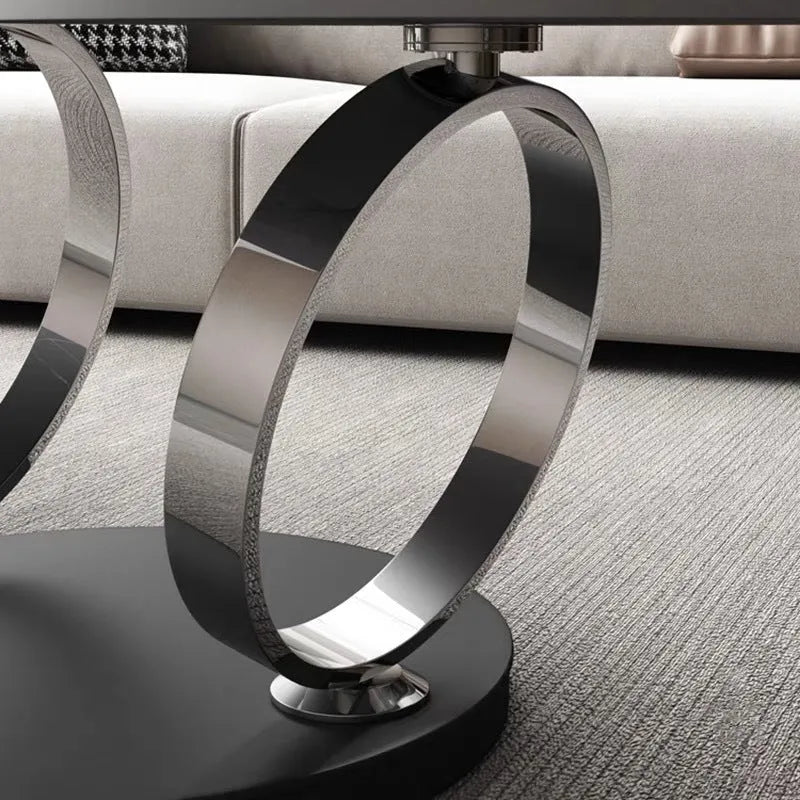 Round rotary retractable folding dining table with slate top in black and white colour option