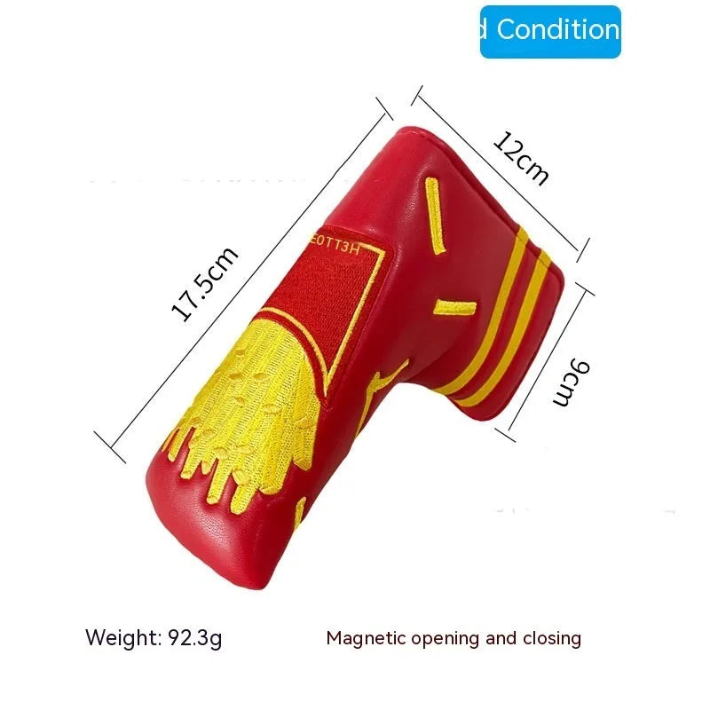 Golf straight bar putter sleeve in various designs including four-leaf clover, smiley face, and animal styles.