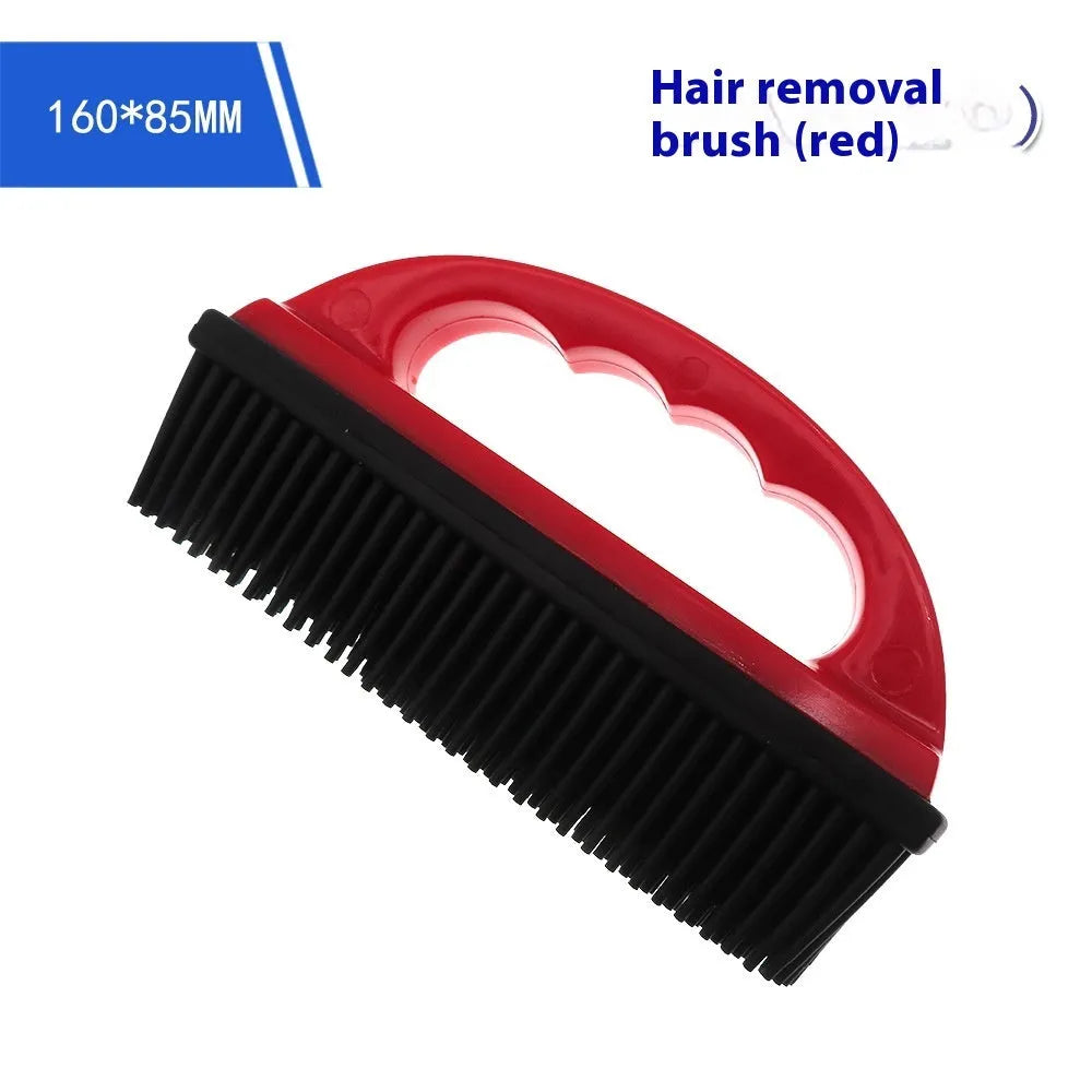Red pet hair removal brush with 160mm by 85mm dimensions for bath and carpet use